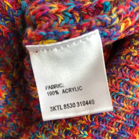 Bright rainbow multicolour space dye jumper round neck Temt NWOT S - Picture 8 of 9